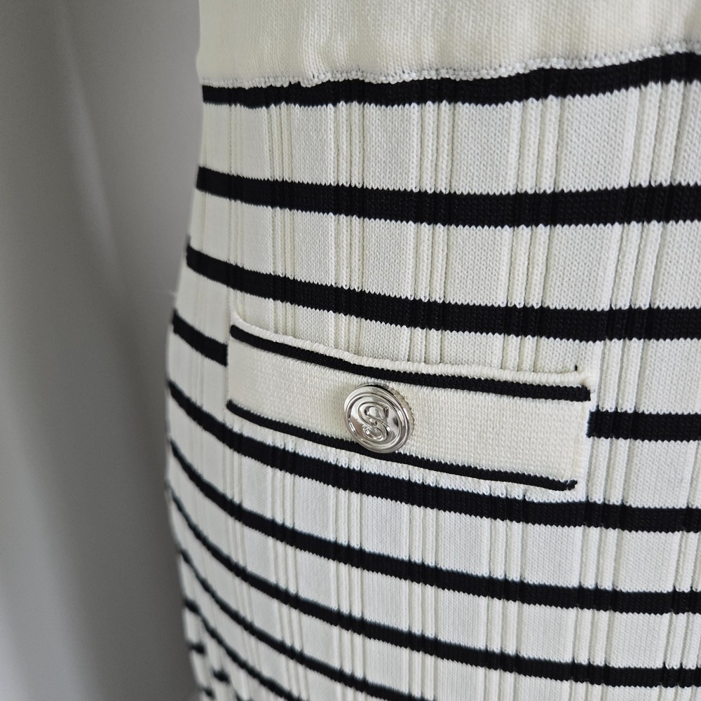 Sandro Womens Dress and Crop Sweater Set Sz 3 (US 8) NWT Black White Fancy Knit - Picture 6 of 16